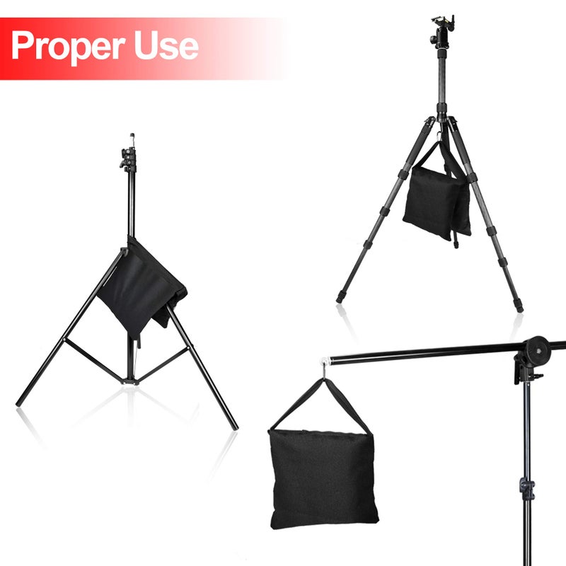 EMART 4 Packs Sand Bags Heavy Duty Sandbags Photography Accessories with 6 Spring Clamps for Backdrop Stand, Light Stand, Photo Tripod, Canopy Weights, Party Pop Up Tent, Fishing Chair, Camping-Black - Image 5